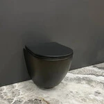 Безободковый подвесной унитаз VBI Vulcano Black Matt VBI-020412 (черный матовый, с сиденьем), Цвет производителя: черный матовый, фото 