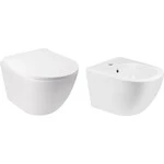 Комплект Qtap Jay QT07335176W47433 (унітаз підвісний Qtap Jay Rimless QT07335176W + біде підвісне Qtap Jay QT07555376W), фото 