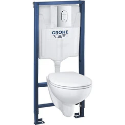 унитаз подвесной с сиденьем с микролифтом + Rapid SL инсталляция с кнопкой Arena Cosmopolitan Grohe Solido 39418000, фото 