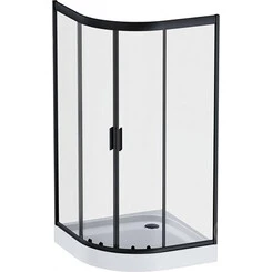 Душевая кабина 100x100 см Am.Pm Gem 1/4 Round W90UG-401-100BT (без поддона, стекло прозрачное, профиль черный матовый), Доступные размеры: 100 x 100, Цвет производителя: черный матовый, фото 