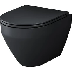 Безобідковий підвісний унітаз Am.Pm Spirit V2.0 FlashClean C701700MBSC (чорний, з сидінням), фото 