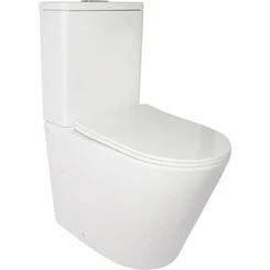 Безободковый унитаз-компакт Qtap Stork QT15222179W (с сиденьем), фото 