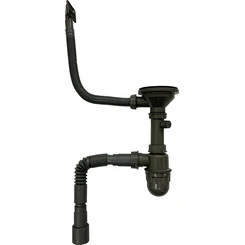 Сифон для кухонной мойки Lidz 47 01 002 01 (LIDZGRA470100201, черный, с дополнительным отводом), фото 