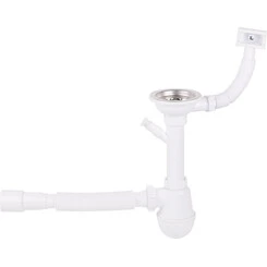 Сифон для кухонной мойки Lidz 60 05 M002 01 EURO (LK05, с дополнительным отводом), фото 