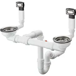 Сифон для кухонной мойки Hansgrohe D15-10 43922800 (с дополнительным отводом), фото 