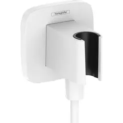 Подключение для душевого шланга Hansgrohe FixFit Q Matt White 26887700 (белое матовое, с держателем), фото 