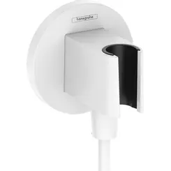 Подключение для душевого шланга Hansgrohe FixFit S Matt White 26888700 (белое матовое, с держателем), Цвет производителя: белый матовый, фото 