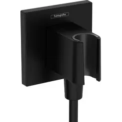 Подключение для душевого шланга Hansgrohe FixFit E Matt Black 26889670 (черное матовое, с держателем), Цвет производителя: черный матовый, фото 