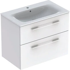 Тумба з умивальником Geberit Selnova Square 501.240.00.1 (80 см, біла глянсова, підвісна), Доступні розміри: 80, Колір виробника: білий глянець, фото 
