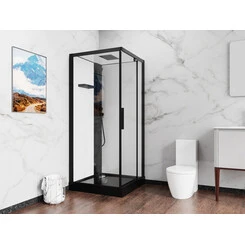 Душевой бокс Damixa Gala Square Pivot 53WC-404-090BT (90x90 см, с черным поддоном Slim), фото 