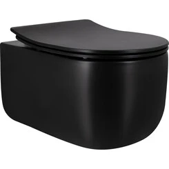 Безободковый подвесной унитаз Qtap Taurus Ultra Quiet Black Matt QT2433084EUQMB (черный матовый, воронкообразный,  с сиденьем), Цвет производителя: черный матовый, фото 
