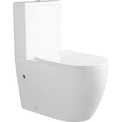 Безободковый унитаз-компакт Qtap Grand Ultra Quiet QT26228301W (воронкообразный, с сиденьем), фото 