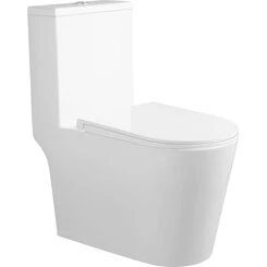 Безободковый унитаз-моноблок Qtap Kolibri Ultra Quiet QT10226380W (воронкообразный, с сиденьем), фото 