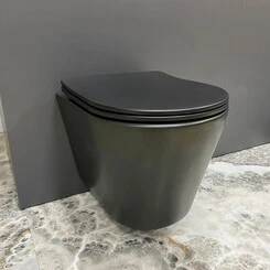 Безободковый подвесной унитаз VBI Levanzo Black Matt VBI-020201 (черный матовый, с сиденьем), Цвет производителя: черный матовый, фото 