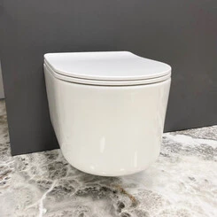 Безободковый подвесной унитаз VBI Tino White VBI-020600 (с сиденьем), фото 