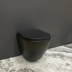 Безободковый подвесной унитаз VBI Vulcano Black Matt VBI-020412 (черный матовый, с сиденьем), Цвет производителя: черный матовый, фото 