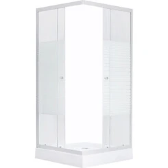 Душевая кабина с поддоном Kroner KRP Eifel EifelQCFL9090 (Q.C.F.L. 90x90 см, стекло с рисунком, профиль сатин), Цвет производителя: стекло с рисунком, отделка сатин, фото 