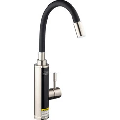 Проточный водонагреватель для кухни Kroner KRP Volt ESG087RSS (никель/черный, с дисплеем, с гибким изливом и электронагревом 3 кВт), фото 