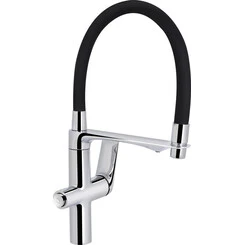 Змішувач для кухні Qtap Vlasta New Chrome/Black Matt QTVLA364CRM45648 (хром/чорний матовий, з гнучким виливом та підключенням питної води), фото 