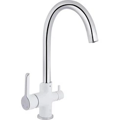 Змішувач для кухні Qtap Grand Chrome/White QTGRA362CRW45668 (хром/білий, з підключенням питної води), Колір виробника: хром, білий, фото 