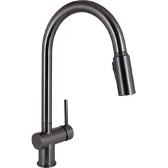 Змішувач для кухні Qtap Rozcesti Gunmetal Black QTROZ366GMB45939 (чорний металік, з висувною лійкою та підключенням питної води), Колір виробника: чорний металік, фото 