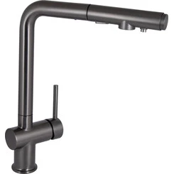 Змішувач для кухні Qtap Rozcesti Gunmetal Black QTROZ367GMB45942 (чорний металік, з висувною лійкою та підключенням питної води), Колір виробника: чорний металік, фото 