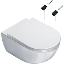 Безободковый подвесной унитаз Catalano Sfera 54 NewFlush 1VSF54R00+5SCSTF000+9056060000 (воронкообразный, с сиденьем), фото 
