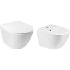 Комплект Qtap Jay QT07335176W47433 (унитаз подвесной Qtap Jay Rimless QT07335176W + биде подвесное Qtap Jay QT07555376W), фото 