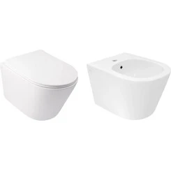 Комплект Qtap Swan QT16335178W47435 (унитаз подвесной Qtap Swan Rimless QT16335178W + биде подвесное Qtap Swan QT16555378W), фото 