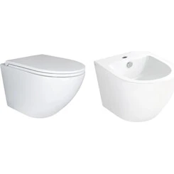 Комплект Qtap Robin QT1333046EUQW47436 (унитаз подвесной Qtap Robin Rimless QT1333046EUQW + биде подвесное Qtap Robin QT1355046FW), фото 