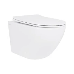 Безободковый подвесной унитаз Qtap Jay Ultra Quiet Rimless White Gloss QT07335175W (воронкообразный, с сиденьем), фото 