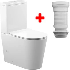 Безободковый унитаз-компакт Koller Pool Grace 1808560199+1050680199 (GR-0650-RQ-C+GR-0650-RQ-T+KP-6001, с сиденьем и гибкой подводкой), фото 
