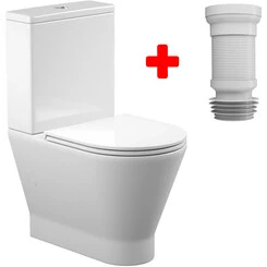 Безободковый унитаз-компакт Koller Pool Twist 1878550199+1050680199 (TW-0610-RC-C+TW-0610-RC-T+KP-6001, с сиденьем и гибкой подводкой), фото 
