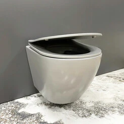Безободковый подвесной унитаз VBI Vulcano Light Grey Matt VBI-020416 (светло-серый матовый, с сиденьем), Цвет производителя: светло-серый матовый, фото 