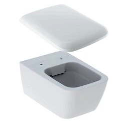 Безободковый подвесной унитаз Geberit iCon Square Rimfree 201950000+571910000 (с сиденьем), фото 