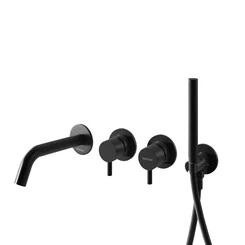 Смеситель скрытого монтажа для ванны Kohlman Axel Black QW260AB+QW230RB (черный, с лейкой и шлангом, внутренняя часть в комплекте), Цвет производителя: черный, фото 