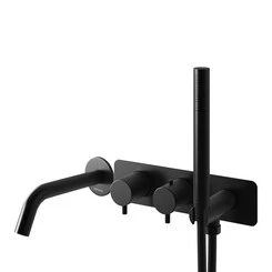 Смеситель скрытого монтажа для ванны Kohlman Axel Black KPL-QW265ABQ (черный, с лейкой и шлангом, внутренняя часть в комплекте), Цвет производителя: черный, фото 