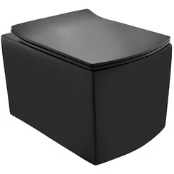 Безободковый подвесной унитаз Jaquar Kubix Prime KUS-BLM-35953BIUFSM (черный матовый, с сиденьем), фото 