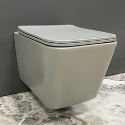Безободковый подвесной унитаз VBI Caprera Grey Matt VBI-020303 (серый матовый, с сиденьем), Цвет производителя: серый матовый, фото 