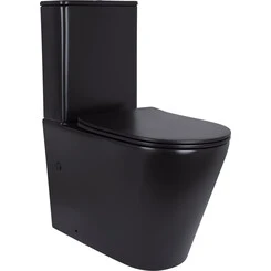 Безободковый унитаз-компакт Qtap Scorpio Ultra Quiet QT14226088AMB (черный матовый, воронкообразный, с сиденьем), фото 