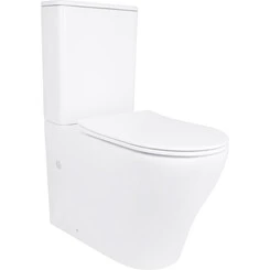 Безободковый унитаз-компакт Qtap Virgo Ultra Quiet QT18226092AW (воронкообразный, с сиденьем), фото 