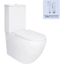 Безободковый унитаз-компакт Qtap Jay Ultra Quiet Rimless QT07222175TW (с сиденьем), фото 