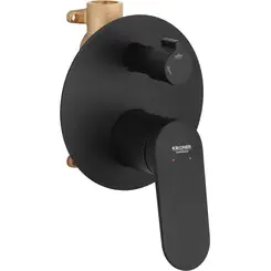 Смеситель скрытого монтажа для ванны Kroner Element 211337-3801 (черный матовый, внутренняя часть в комплекте), Цвет производителя: черный матовый, фото 