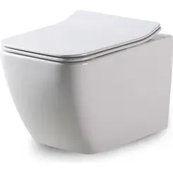 Безободковый подвесной унитаз Dusel Cubis DWHT10201030R (810301, с сиденьем), Цвет производителя: белый глянец, фото 