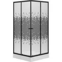 Душевая кабина с поддоном Kroner KRP Eifel EifelQBFM9090 (Q.B.F.M. 90x90 см, стекло с рисунком, профиль черный матовый), Цвет производителя: стекло с рисунком, отделка черная матовая, фото 