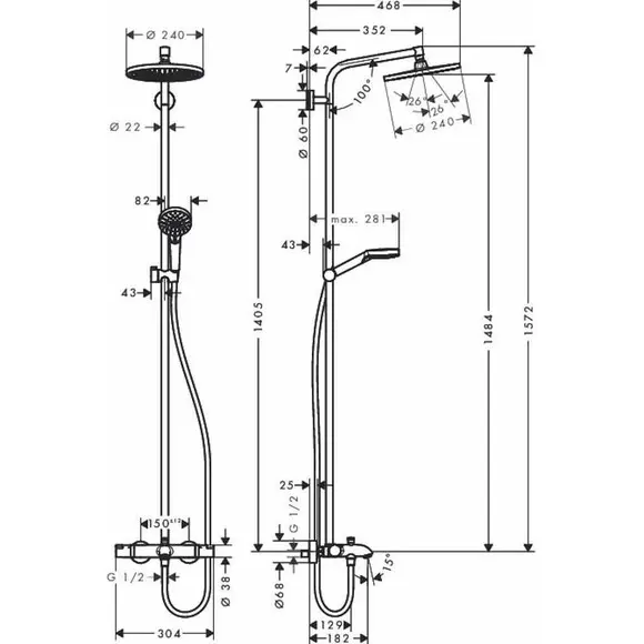 Душова система Hansgrohe Crometta 27320000, фото , изображение 2