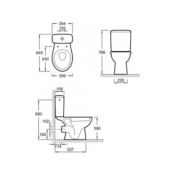 Унітаз компакт Jacob Delafon Patio ETB212-00+UJV102-00, фото , изображение 4
