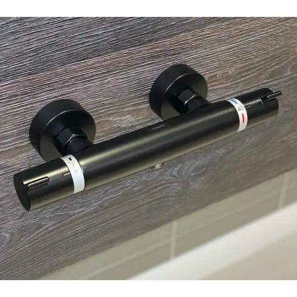 Змішувач для душу із термостатом, чорний матовий Hansgrohe Ecostat 13116670, фото , изображение 6