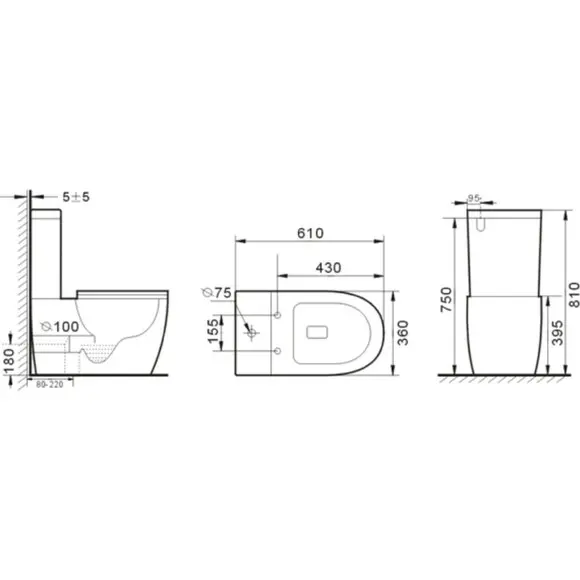 Безобідковий унітаз-компакт Rimless Newarc Modern 3822W NEW (з сидінням), фото , изображение 10