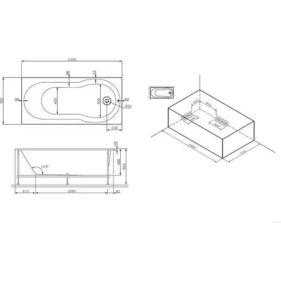 Am.Pm X-Joy W88A-150-070W-A Ванна акриловая 150x70 см, Доступные размеры: 150 x 70, Цвет производителя: белый, фото 12